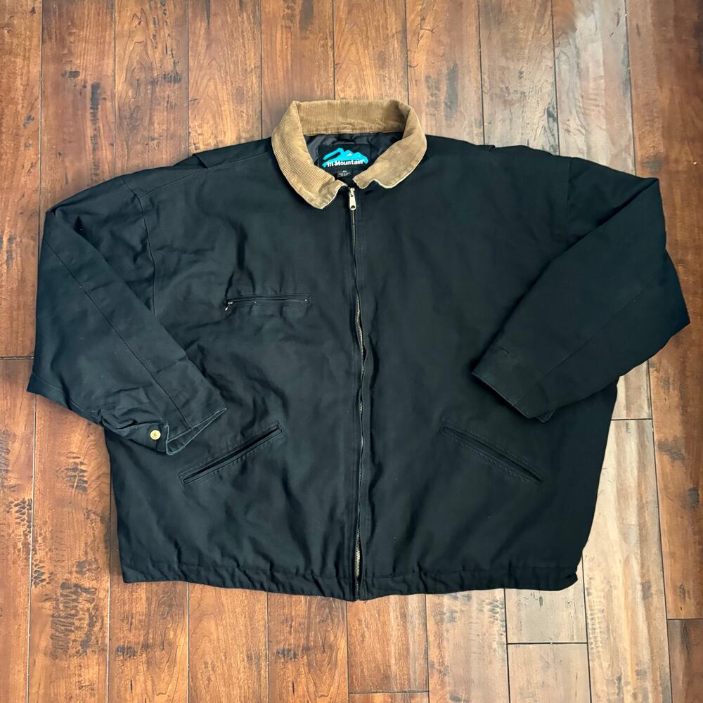Tri Mountain Canvas Jacket Mens 4XL Black Heavyweight Chore Utility Lined